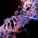 ADN déconstruit sur fond noir lors d'un test ADN
